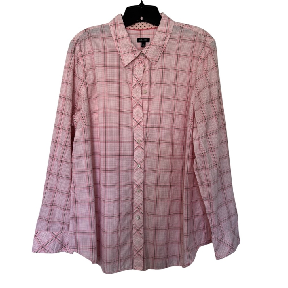 Talbots Pink/Green Plaid Modern Classic, Button Down, XL